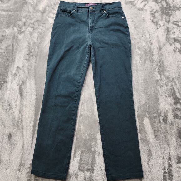 Gloria Vanderbilt Jeans Women 6 Green Amanda High Rise Tapered Leg Stretch Denim - Picture 1 of 15